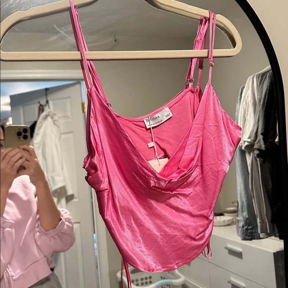Bershka Fuchsia Satin Crop - Picture 1 of 4